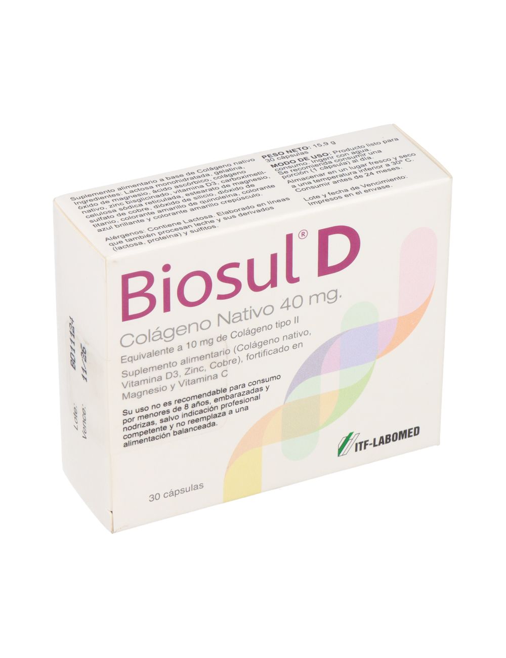 BIOSUL D COLAGENO NATIVO 40 MG 30 CAPSULAS LABORATORIO ITF-LABOMED