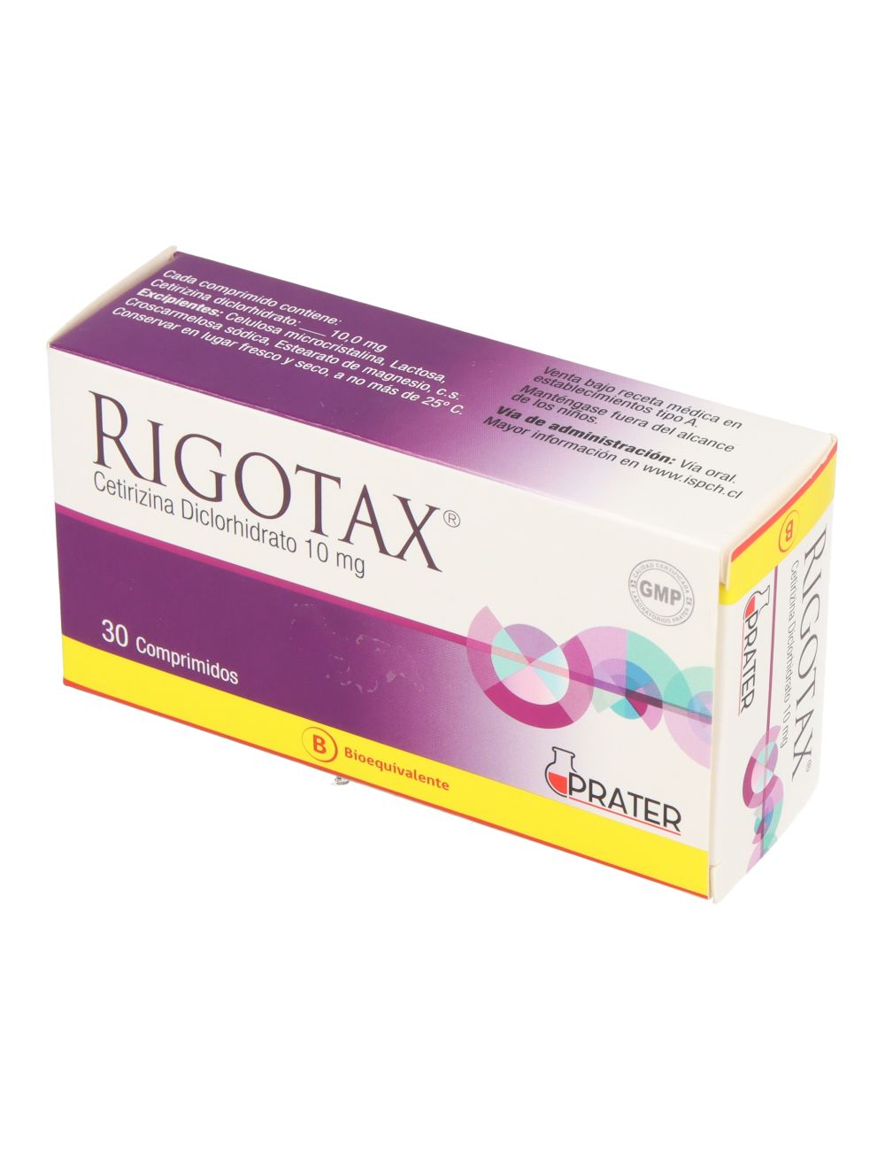 RIGOTAX CETIRIZINA 10 MG 30 COMPRIMIDOS BIOEQUIVALENTE LABORATORIO PRATER