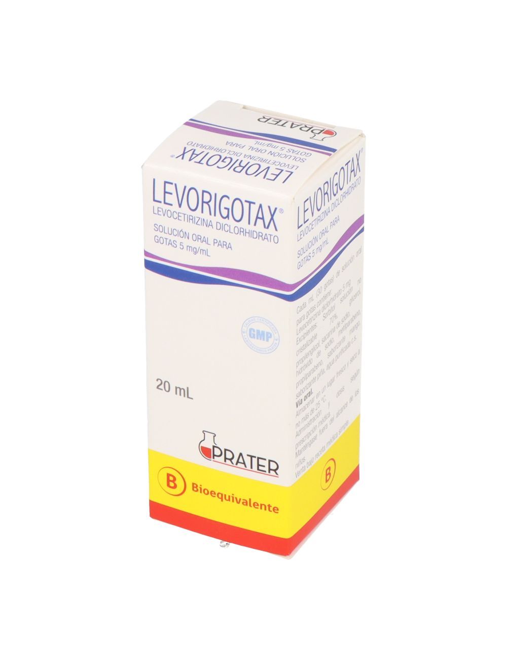 LEVORIGOTAX LEVOCETIRIZINA 5MG/ML 20 ML SOLUCION ORAL PARA GOTAS BIOEQUIVALENTE LABORATORIO PRATER