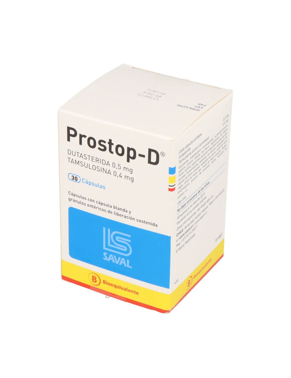 PROSTOP-D DUTASTERIDA/TAMSULOSINA 30 CAPSULAS BIOEQUIVALENTE LABORATORIO SAVAL