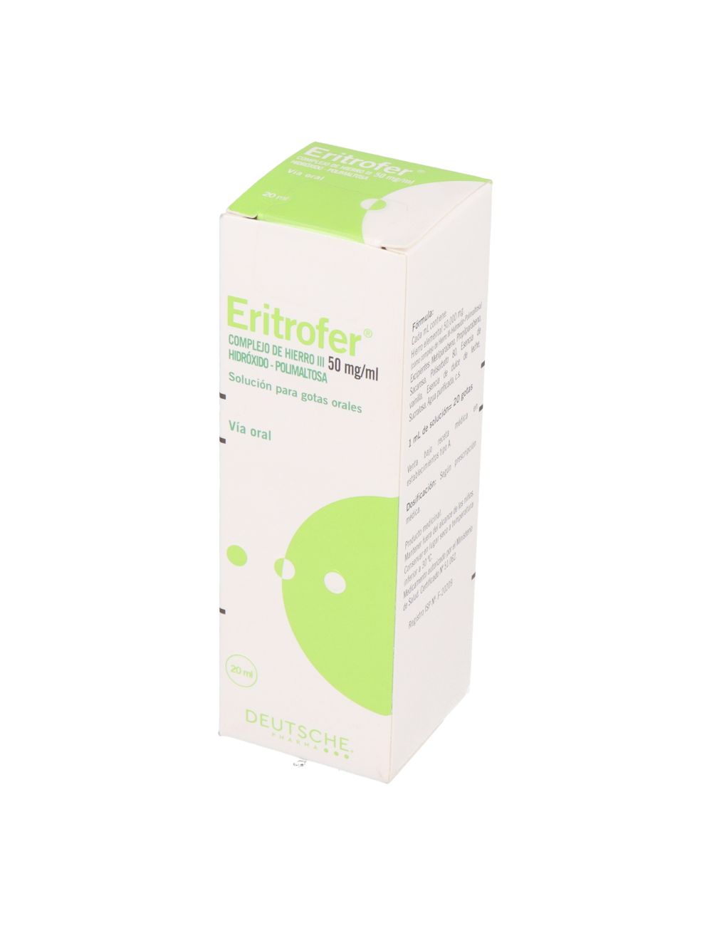 ERITROFER COMPLEJO DE HIERRO III 50MG/ML SOLUCION PARA GOTAS ORALES 20 ML LABORATORIO DEUTSCHE