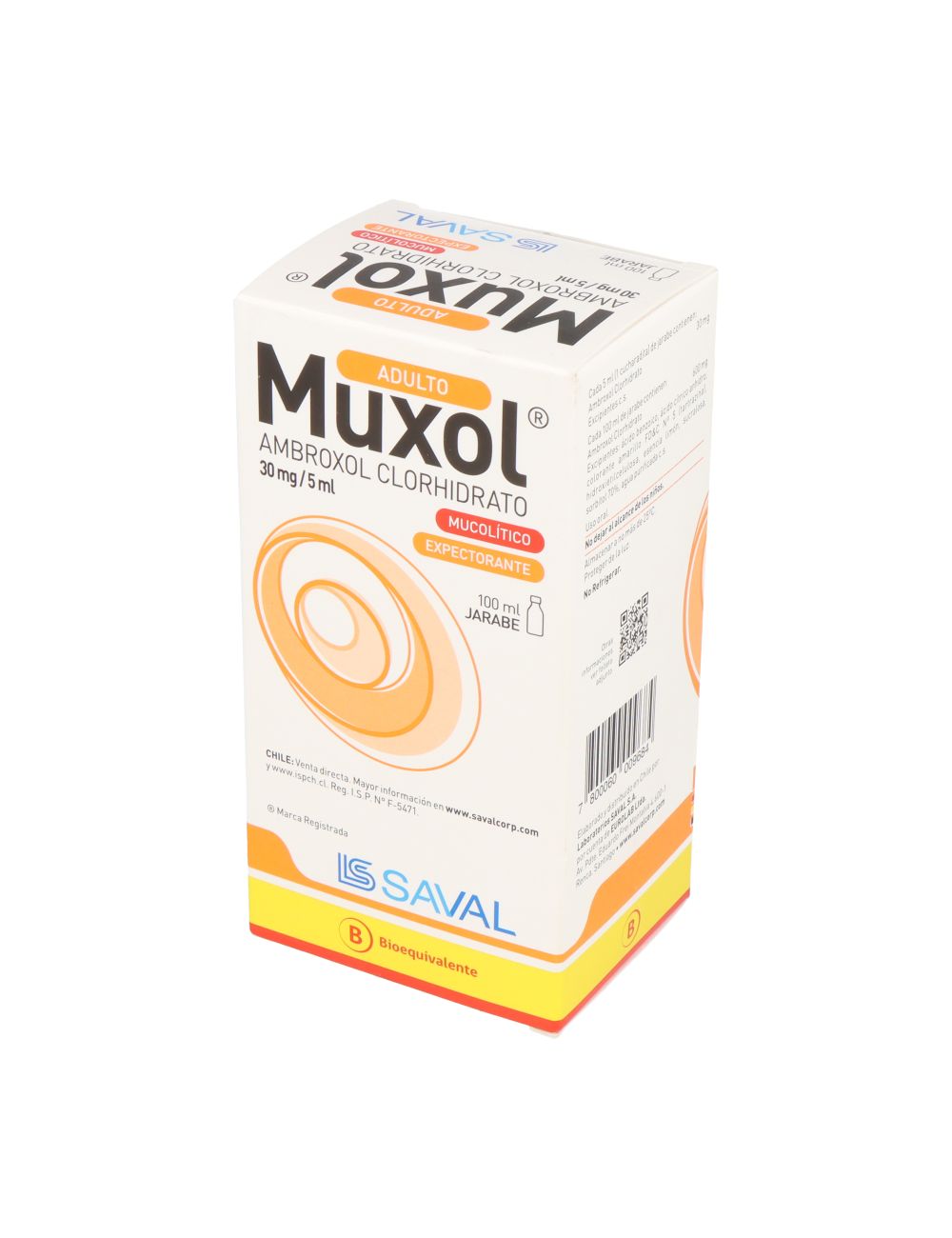 MUXOL ADULTO AMBROXOL 30MG/5ML 100 ML JARABE BIOEQUIVALENTE LABORATORIO SAVAL