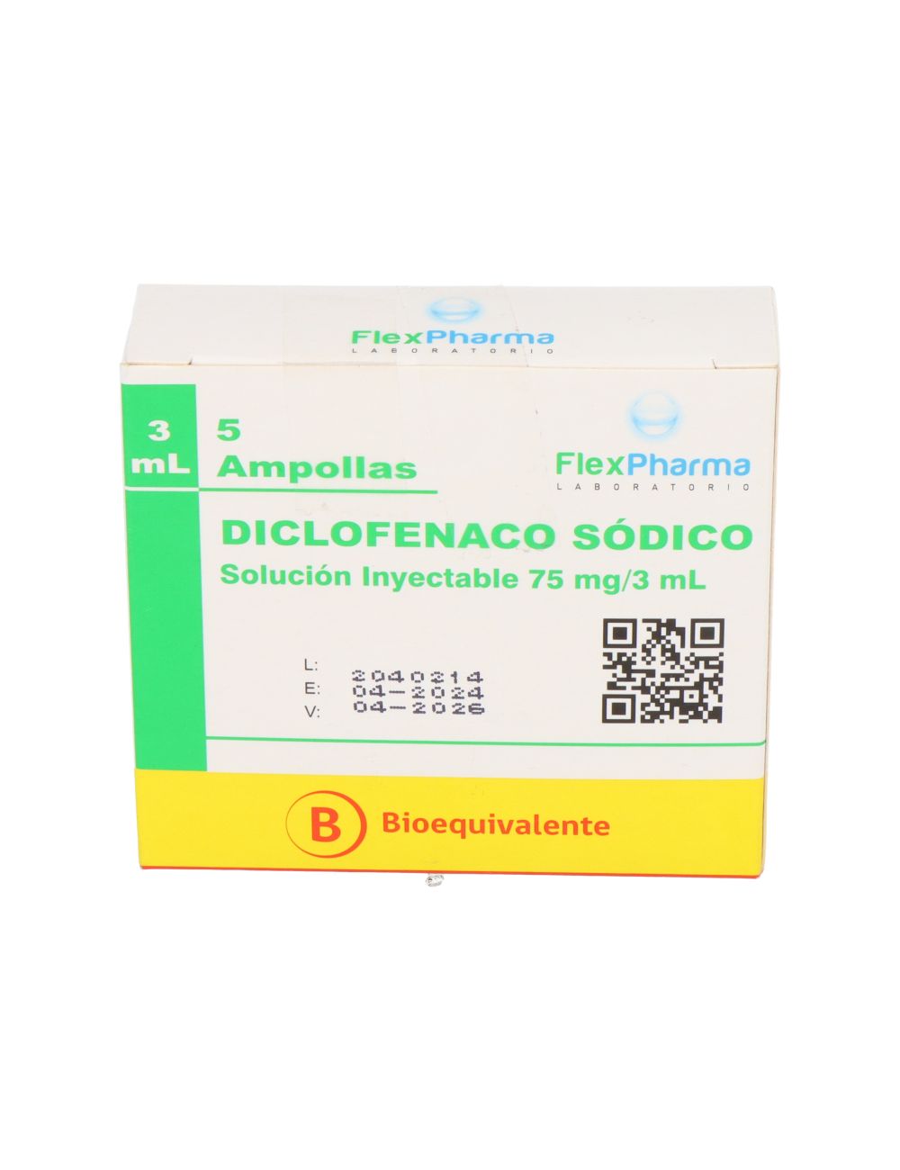 DICLOFENACO SOLUCION INYECTABLE 75MG/3ML 5 AMPOLLAS BIOQUIVALENTE LABORATORIO FLEXPHARMA