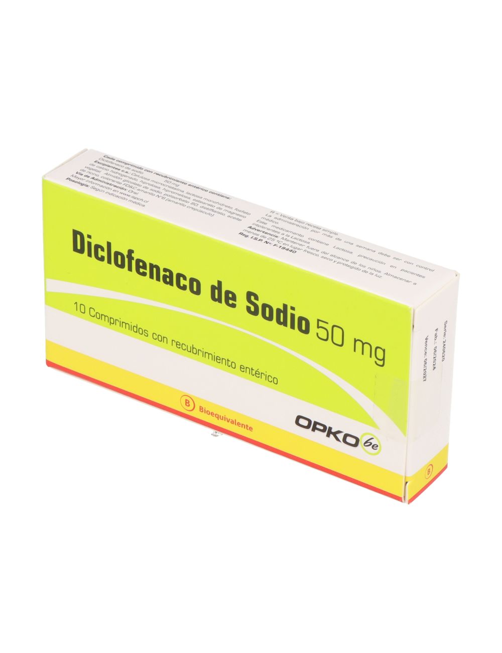 DICLOFENACO DE SODIO 50 MG 10 COMPRIMIDOS CON RECUBRIMIENTO ENTERICO BIOEQUIVALENTE LABORATORIO OPKO