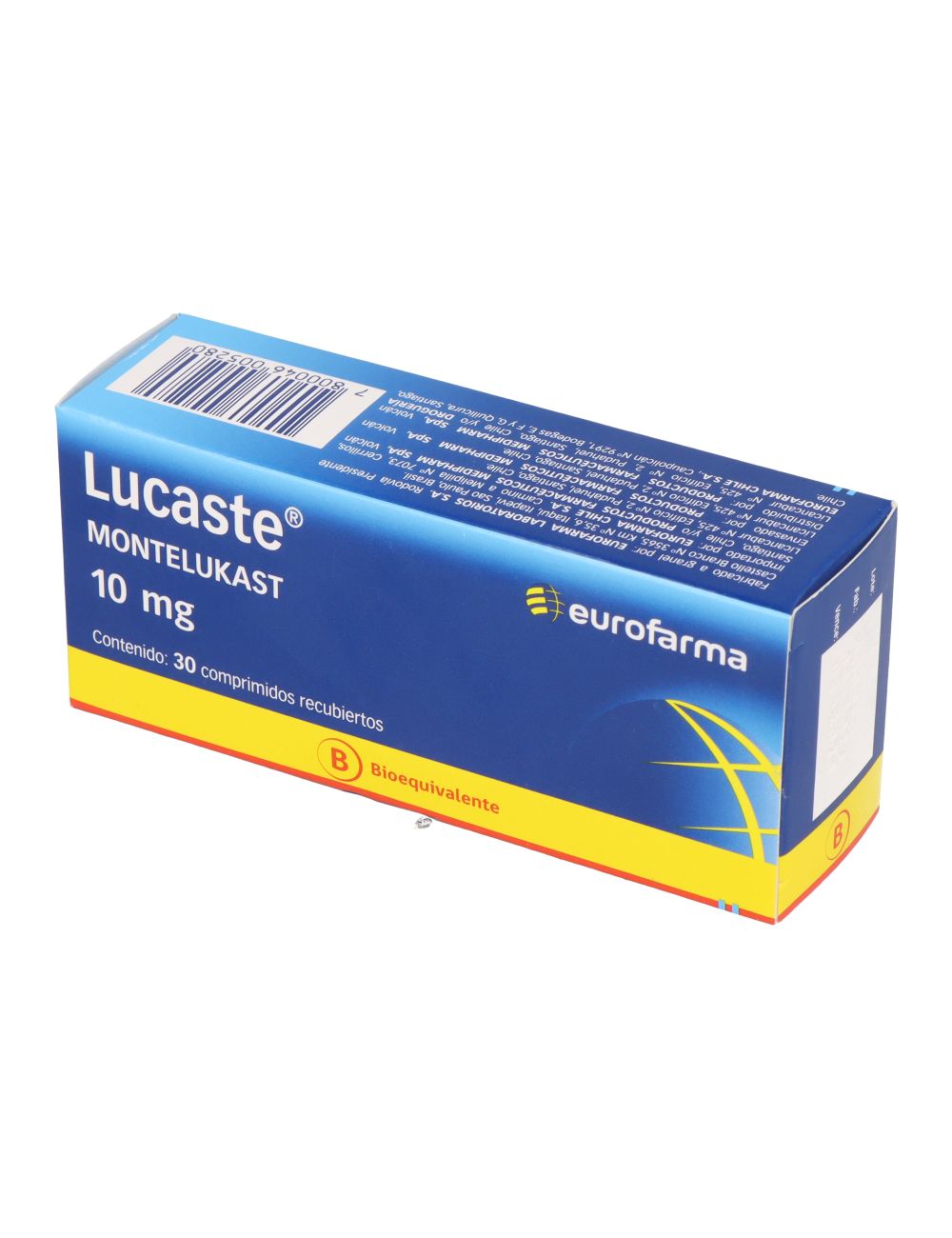 LUCASTE MONTELUKAST 10 MG 30 COMPRIMIDOS BIOEQUIVALENTE LABORATORIO EUROFARMA