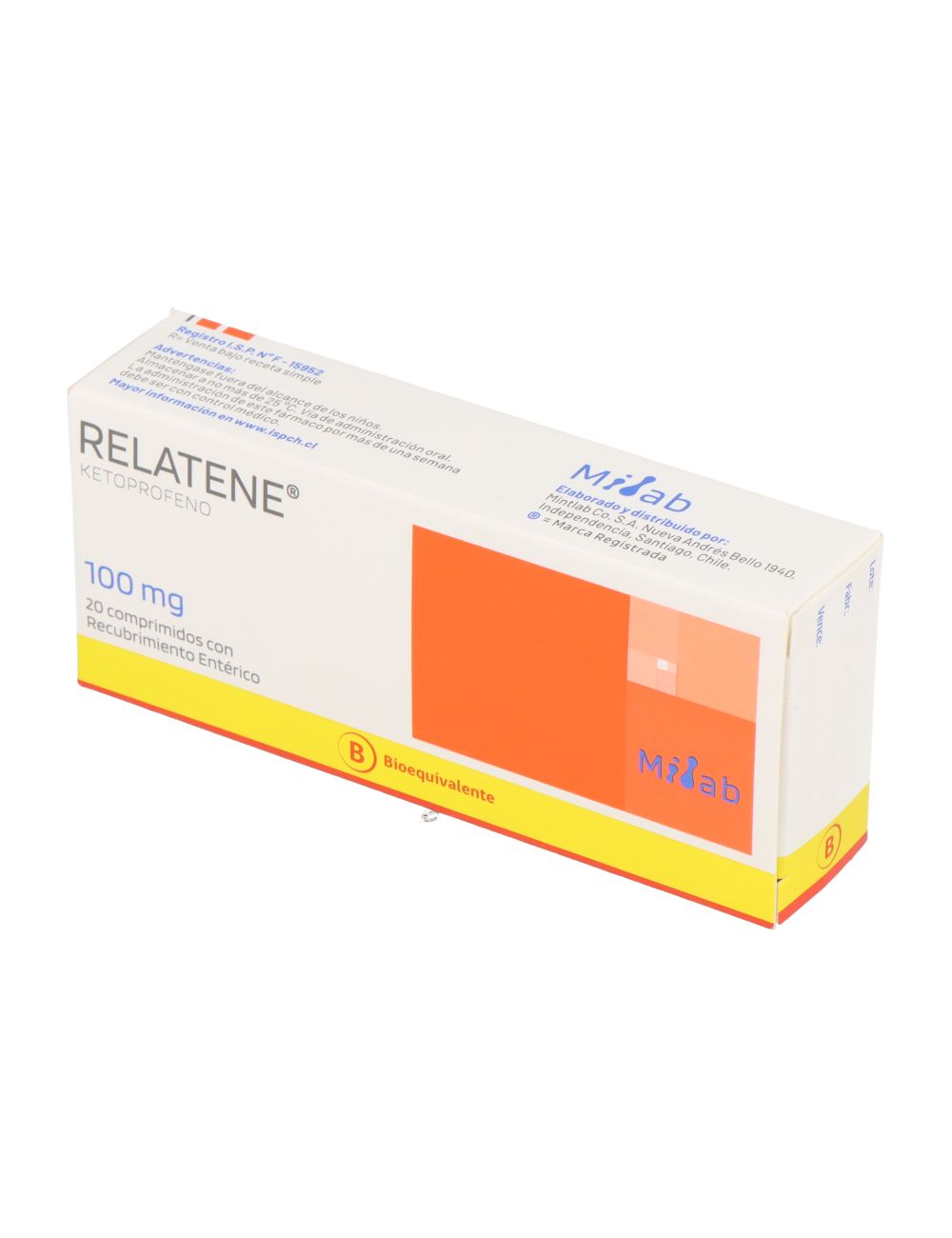 RELATENE KETOPROFENO 100 MG 20 COMPRIMIDOS BIOEQUIVALENTE LABORATORIO MINTLAB