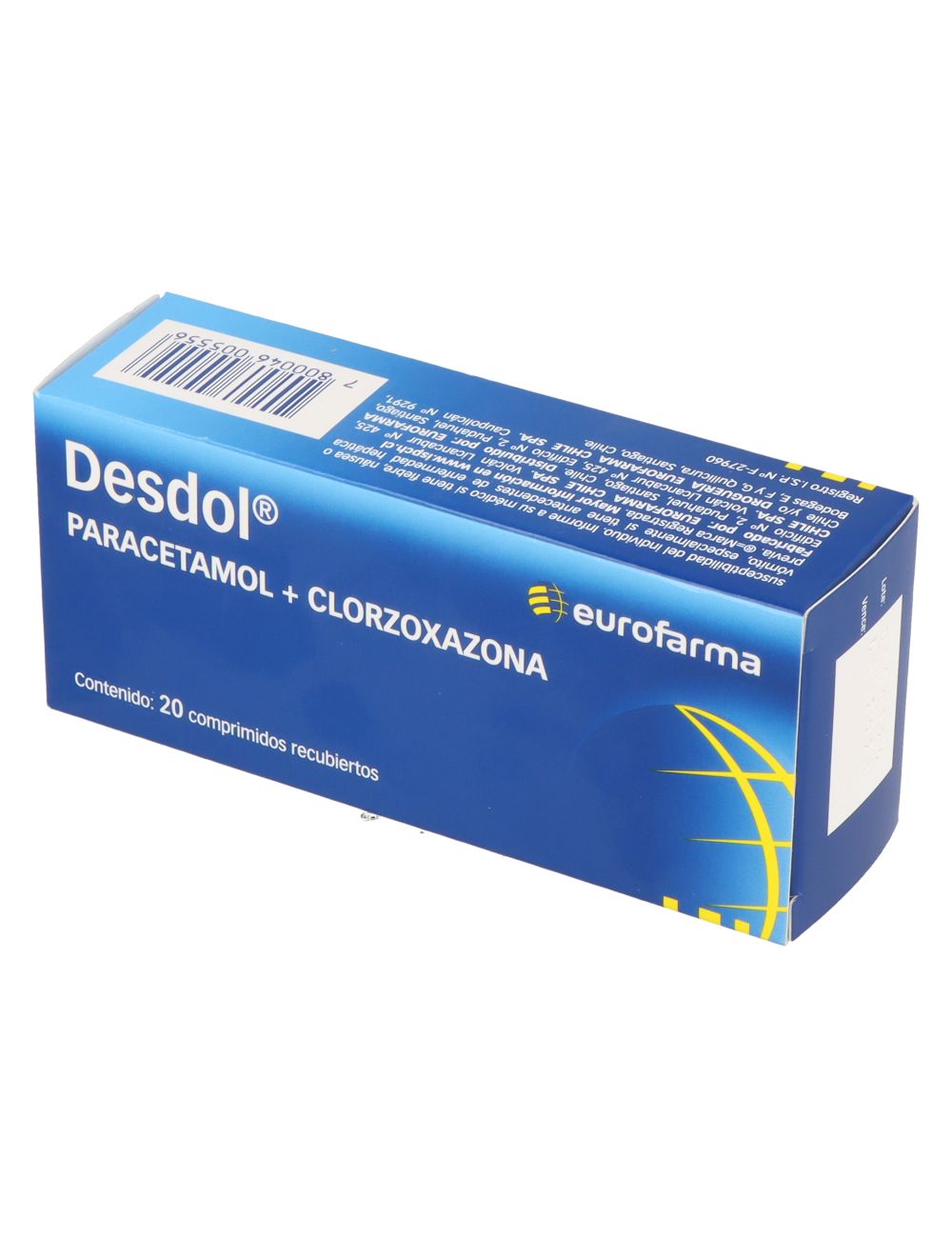 DESDOL PARACETAMOL CLORZOXAZONA 20 COMPRIMIDOS RECUBIERTOS LABORATORIO MEDIPHARM