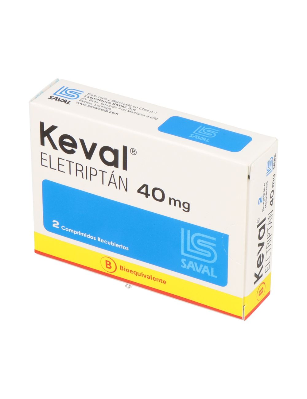KEVAL ELETRIPTAN 40 MG 2 COMPRIMIDOS RECUBIERTOS BIOEQUIVALENTE LABORATORIO SAVAL