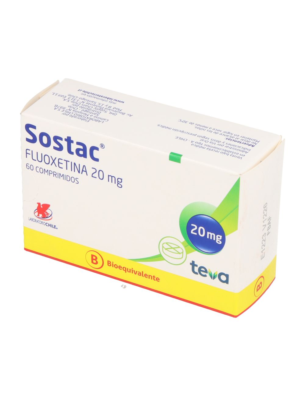 SOSTAC FLUOXETINA 20 MG 60 COMPRIMIDOS BIOEQUIVALENTE LABORATORIO CHILE