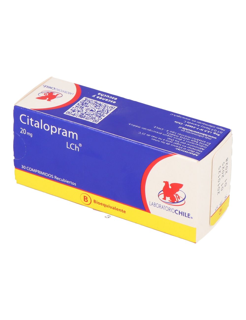CITALOPRAM 20 MG 30 COMPRIMIDOS BIOEQUIVALENTE LABORATORIO CHILE
