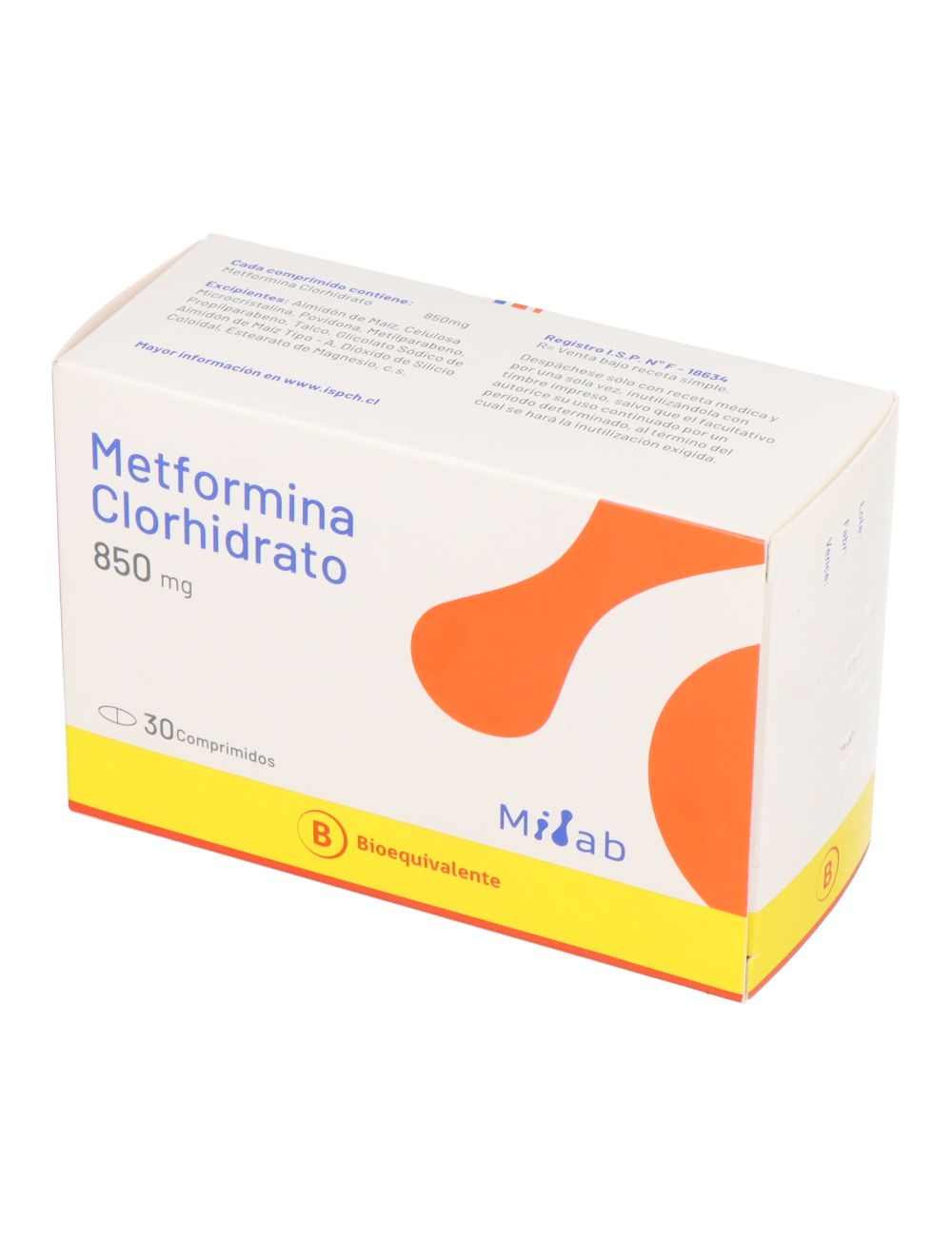 METFORMINA CLORHIDRATO 850 MG 30 COMPRIMIDOS BIOEQUIVALENTE LABORATORIO MINTLAB