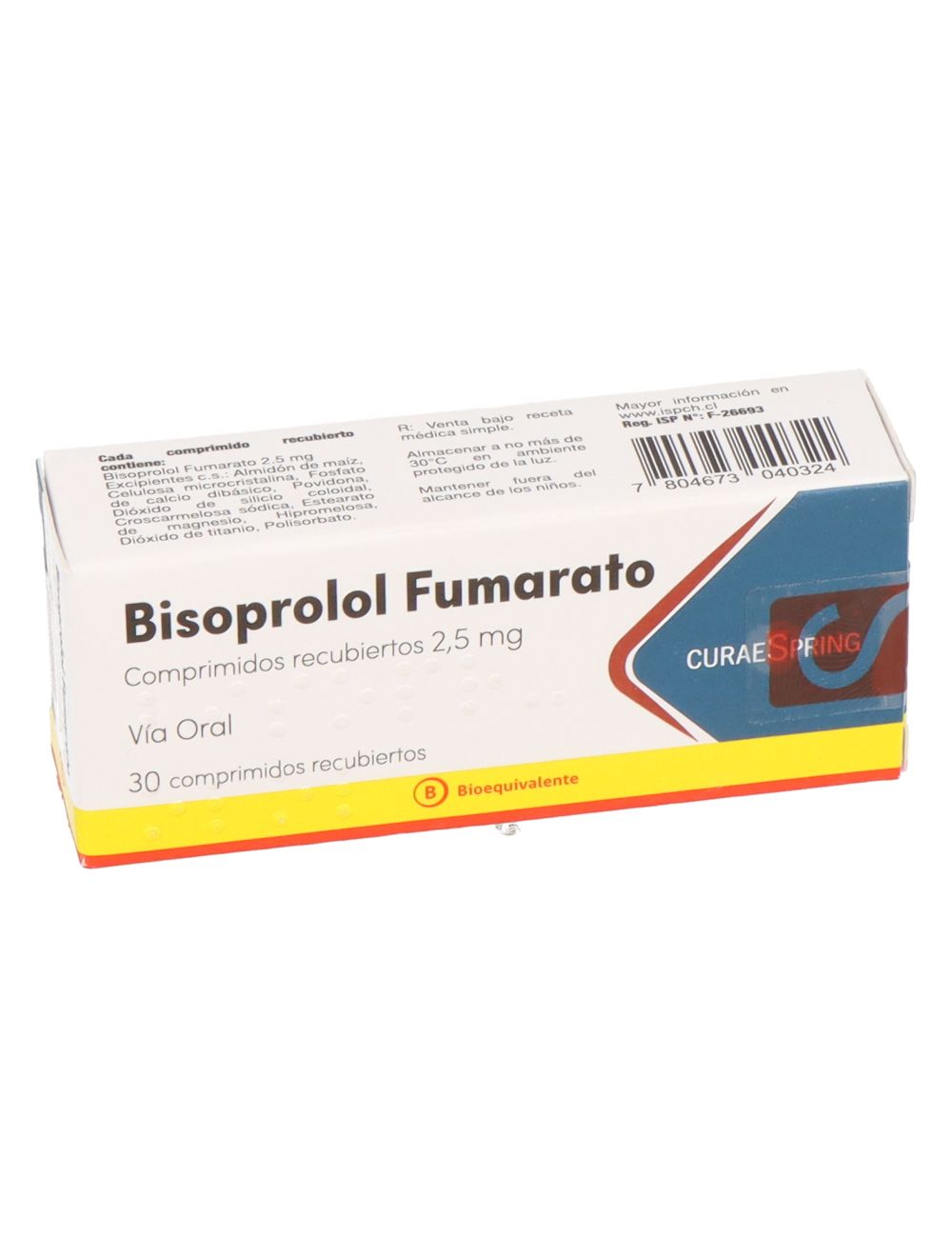 BISOPROLOL FUMARATO 2,5 MG 30 COMPRIMIDOS BIOEQUIVALENTE LABORATORIO CURAESPRING