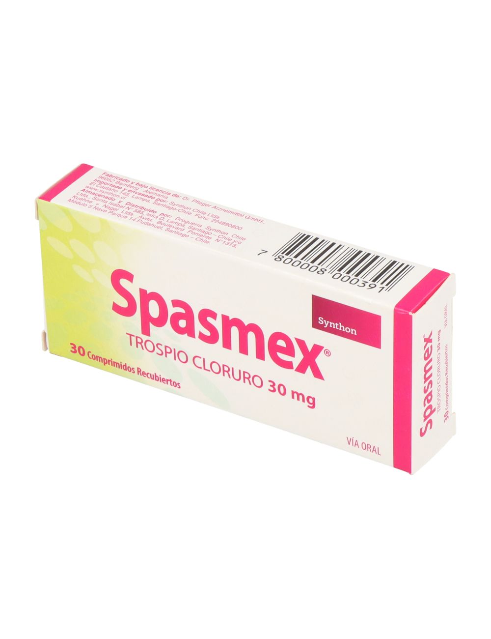 SPASMEX TROSPIO CLORURO 30 MG POR 30 COMPRIMIDOS RECUBIERTOS LABORATORIO SYNTHON