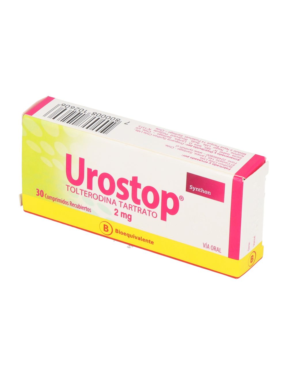 UROSTOP TOLTERODINA TARTRATO 2 MG 30 COMPRIMIDOS BIOEQUIVALENTE LABORATORIO SYNTHON CENABAST
