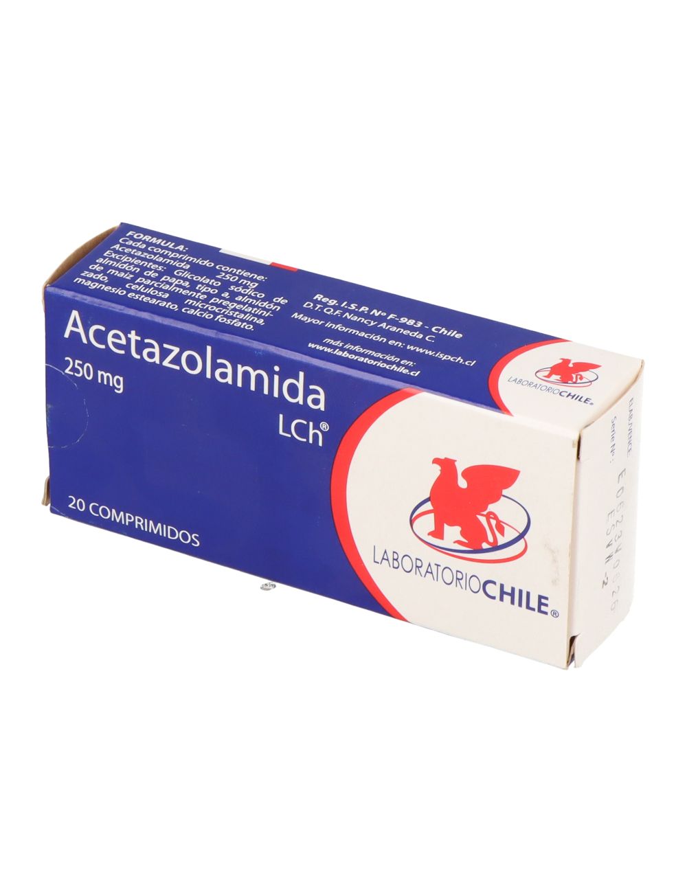 ACETAZOLAMIDA 250 20 COMPRIMIDOS LABORATORIO CHILE