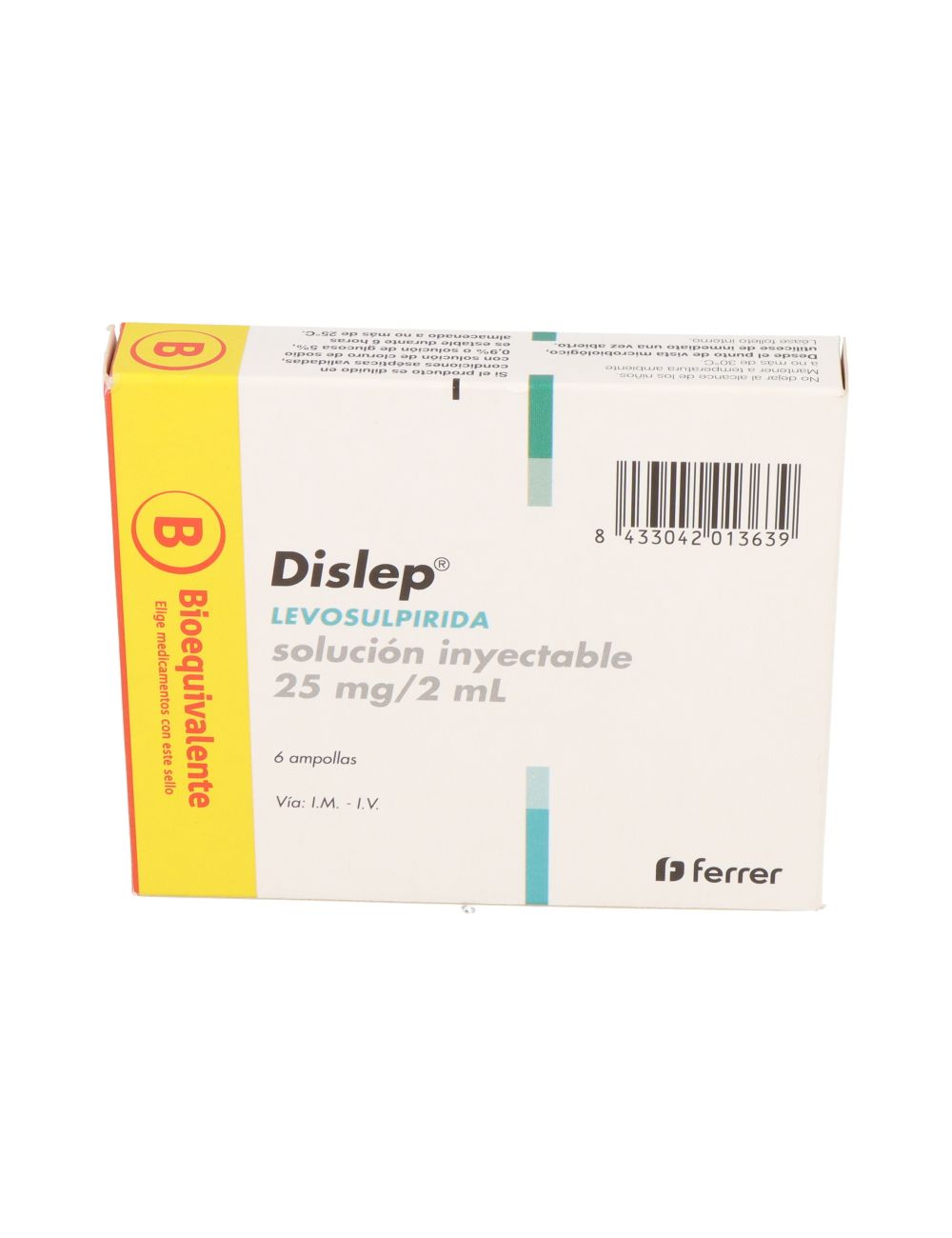 DISLEP LEVOSULPIRIDA 25 MG / 2ML 6 AMPOLLAS SOLUCION INYECTABLE BIOEQUIVALENTE LABORATORIO FERRER
