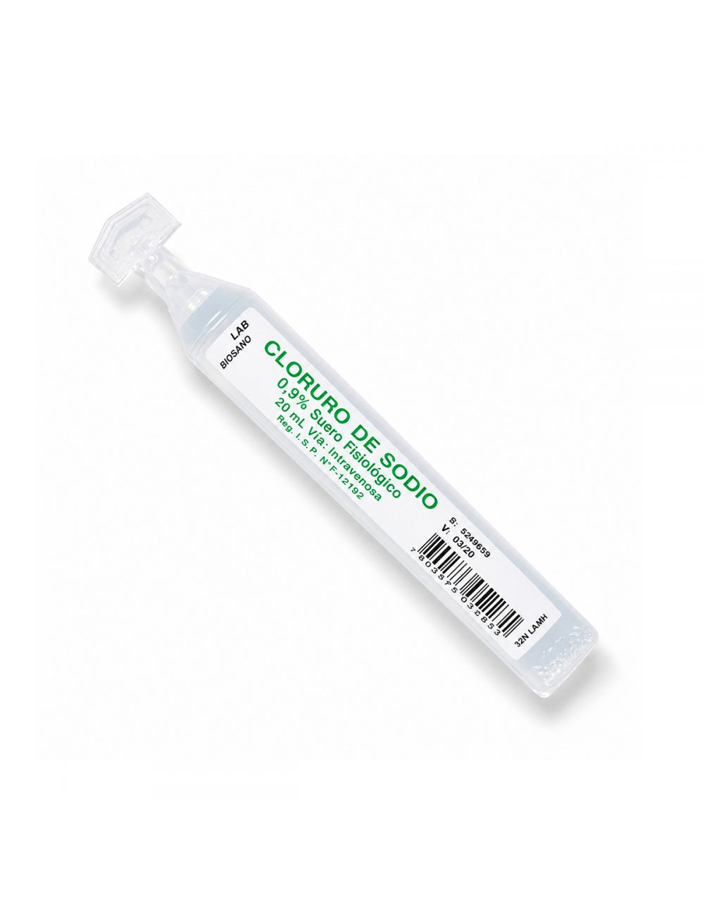 CLORURO DE SODIO - SUERO FISIOLOGICO 0.9% LAB. BIOSANO 20ML